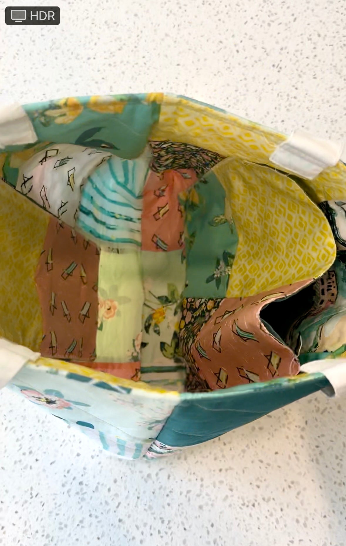 The interior of our tote bag kit made from our Limoncello bundle