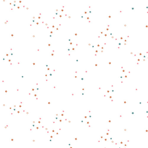 Quilting cotton in a small print with multi-coloured stars