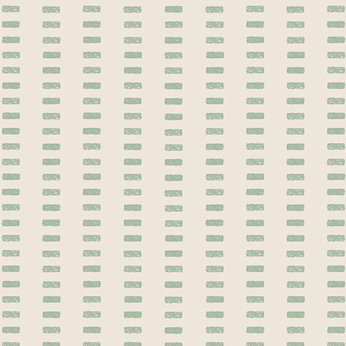 A great blender fabric with cream background and green dashes. Fabric sold by Dolly lou Fabrics. All is Well- Brick Road