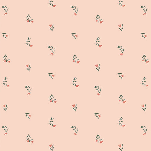 A great blender fabric patterned with small flowers in muted pink colors. Fabric sold by Dolly Lou Fabrics. All is Well - Planted Florets