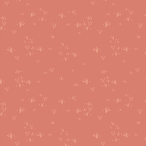 A cute blender fabric in rusty red with grasslands pattern. Sold by Dolly Lou Fabrics. All is Well - Grassland