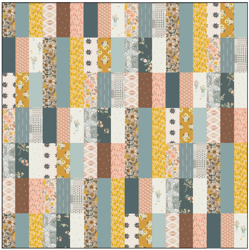 A quilt kit for a baby size quilt using fabrics from the Shine On Collection