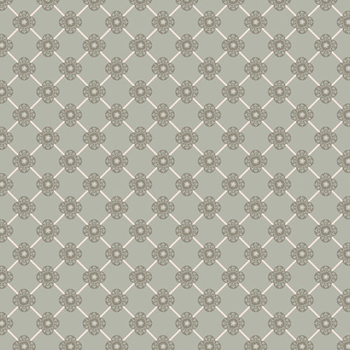 Cotton fabric used for quilting, patterned with green and white,  sold by Dolly Lou Fabrics