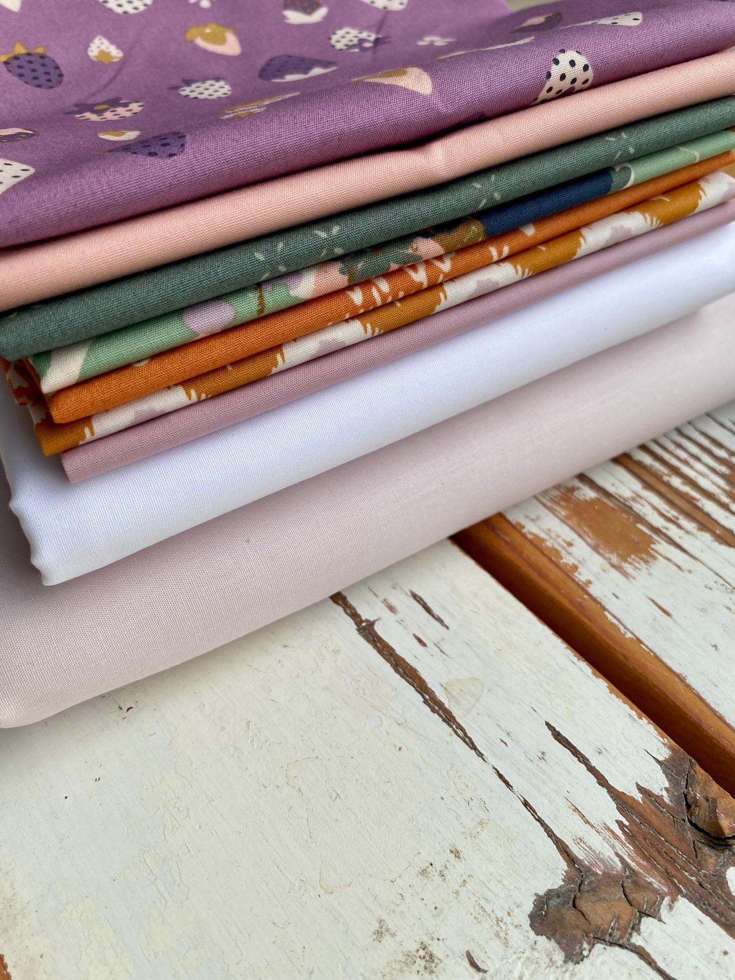 Curated quilt kit by Dolly Lou Fabrics for the pattern Heirloom Hearts