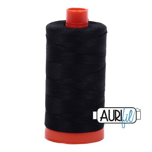 Aurifil Mako 50wt cotton in Black