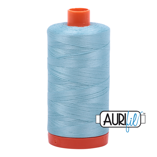 Aurifil Mako 50wt cotton in Light Grey Turquoise
