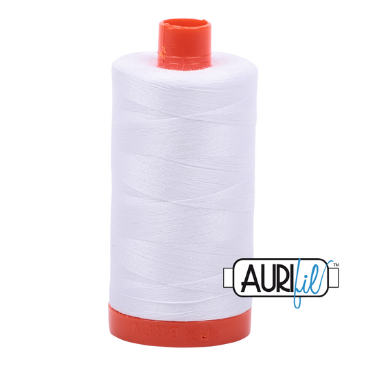 Aurifil 50wt Mako cotton in White