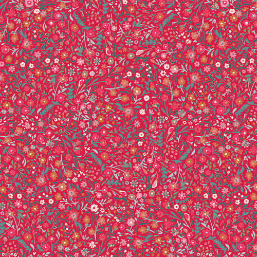 Quilting cotton in a small red floral print