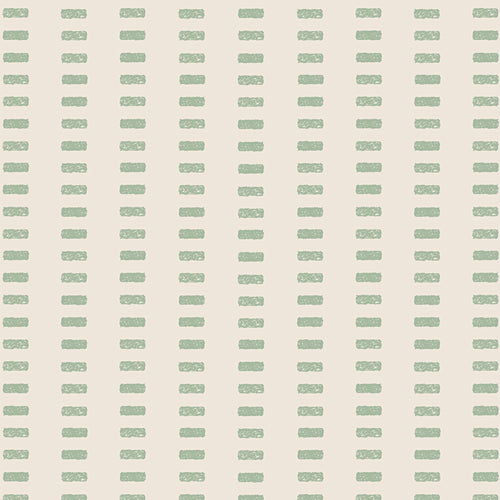 A great blender fabric with cream background and green dashes. Fabric sold by Dolly lou Fabrics. All is Well- Brick Road