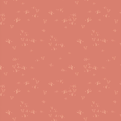 A cute blender fabric in rusty red with grasslands pattern. Sold by Dolly Lou Fabrics. All is Well - Grassland