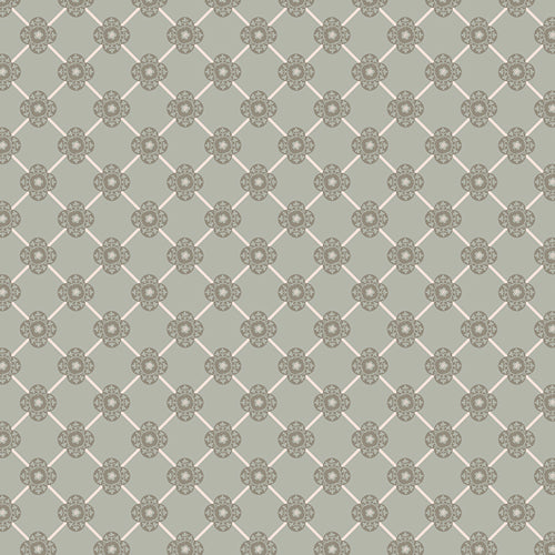 Cotton fabric used for quilting, patterned with green and white,  sold by Dolly Lou Fabrics 